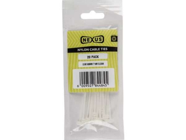 NEXUS CABLE TIES T18R 2.5MMX100MM WHITE 100 PACK